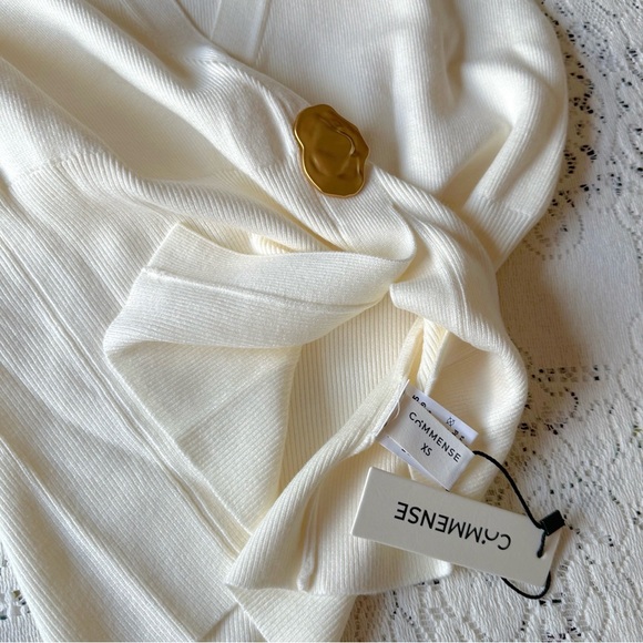 Commense Off White Knit V-neck Sweater Vest Chunky Textured Gold Buttton Size XS - Picture 5 of 8